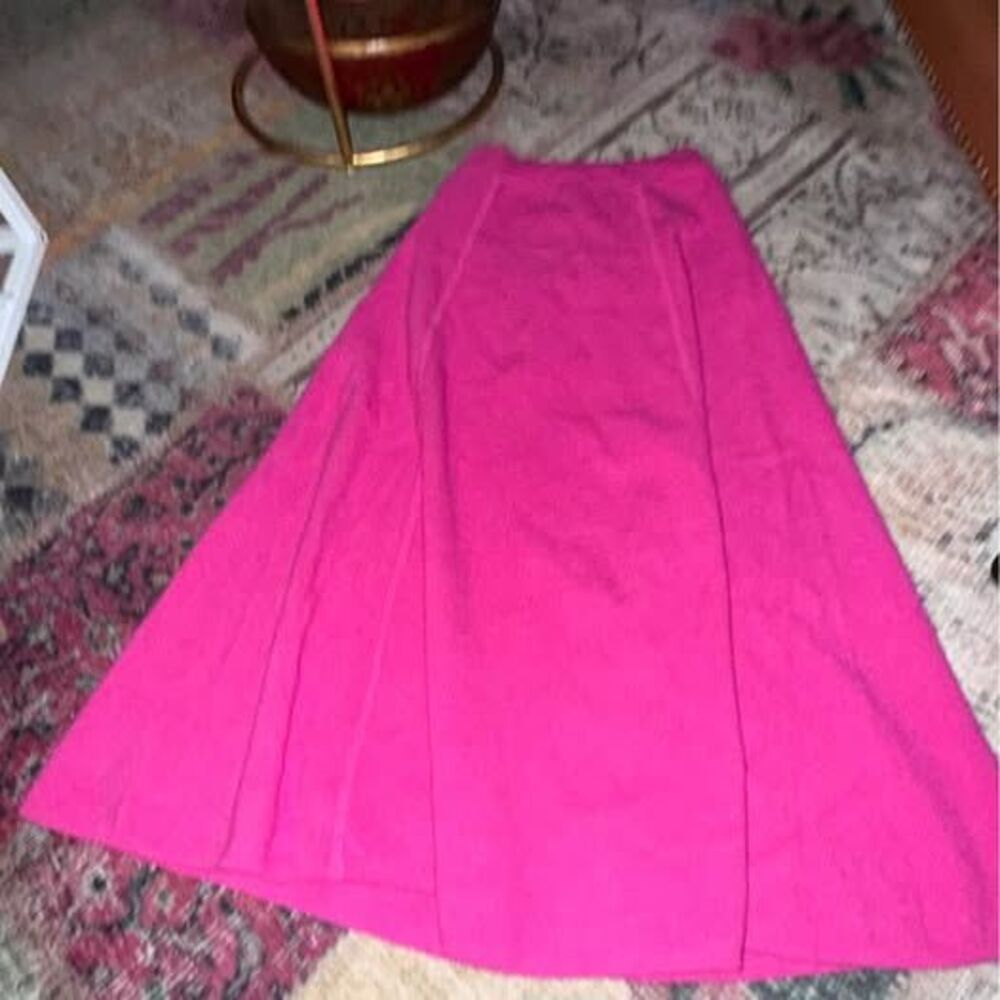 Vintage hot pink vibrant long wool skirt poodle skirt vibes